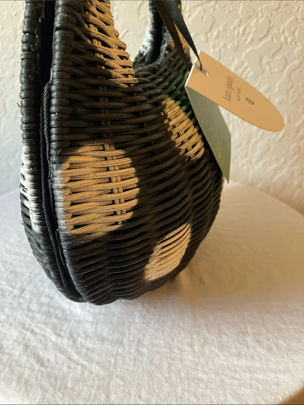 kate spade x Target: Black & White Polka Dot Woven Wicker Tote
